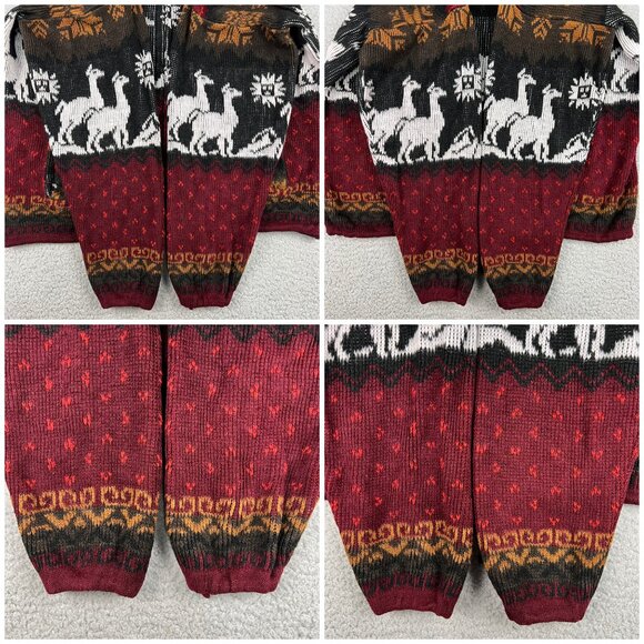 Yari Artesanias Hoodie Men Small S Red Alpaca Wool Sweater Full Zip Knit Vintage - Picture 8 of 9